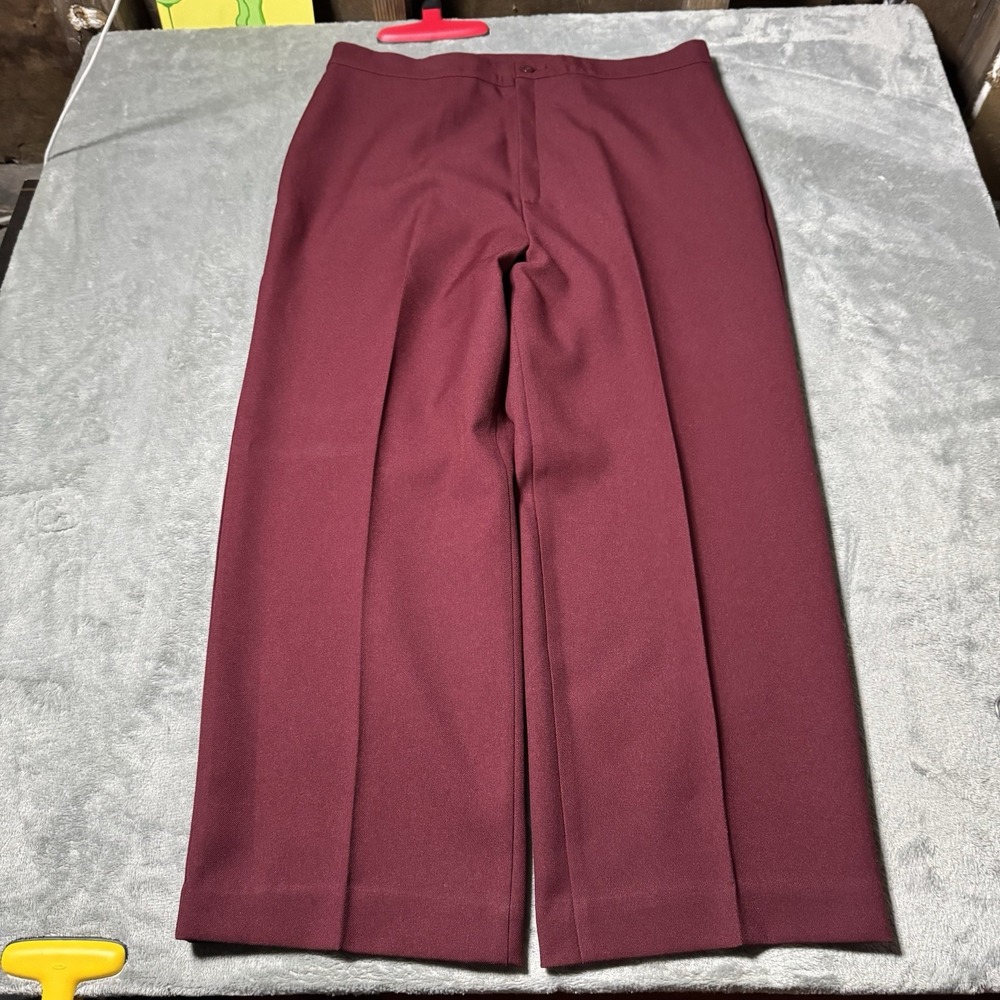 Vintage Womens Polyester Levi's Size 36 Red Straight Wide Leg Trouser Pant 70's